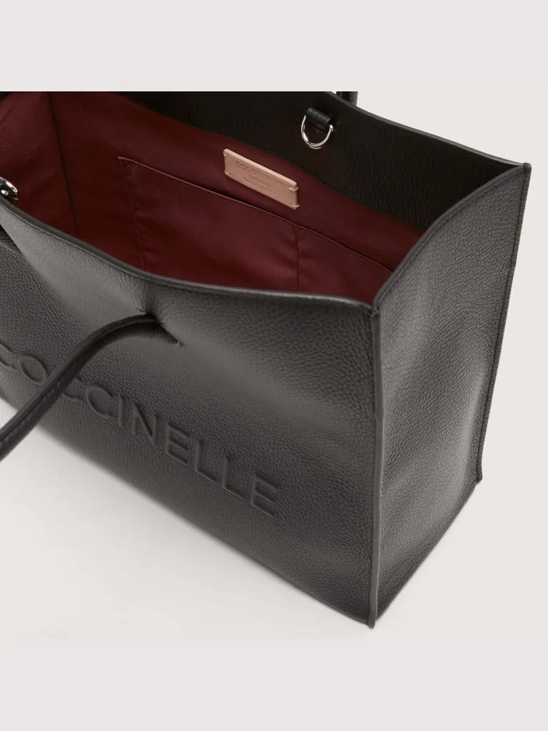 Grained Leather Handbag - Black