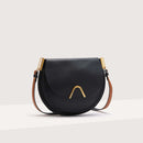 Double Grain Leather Handbag - Black/brown
