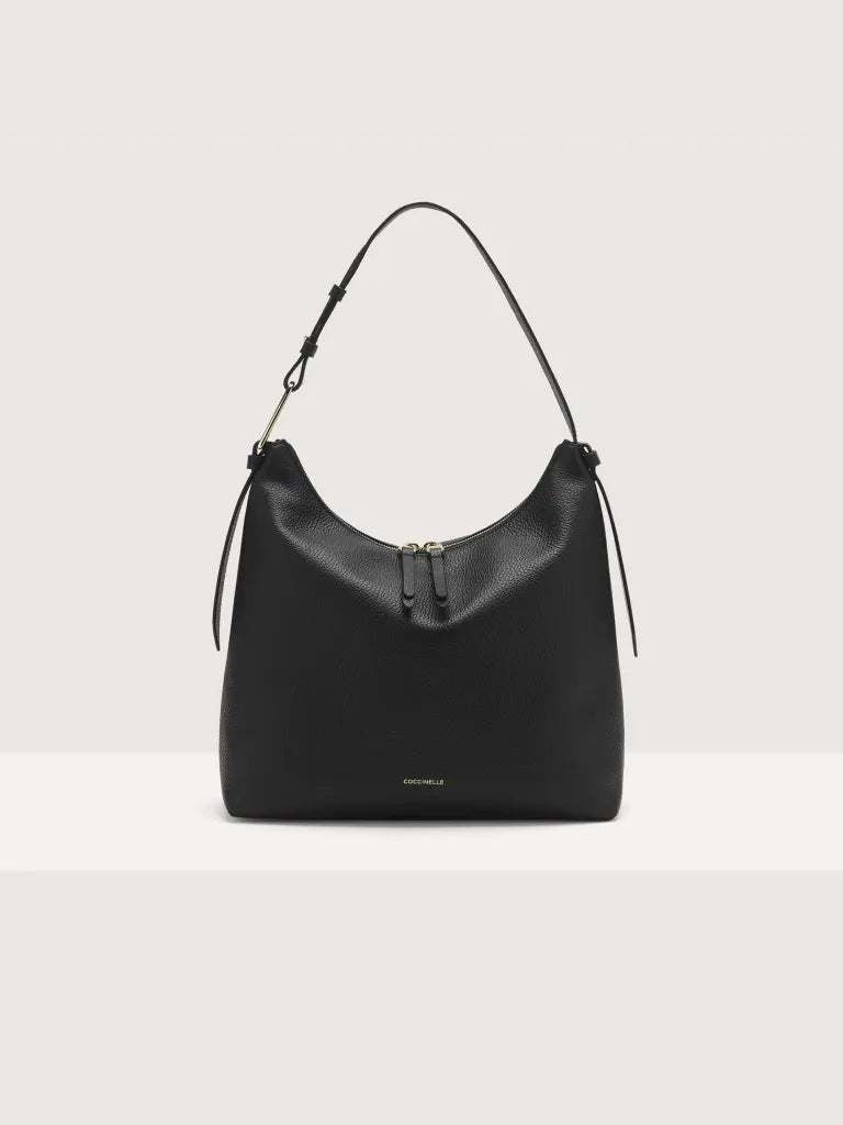 Grained Leather Handbag - Black