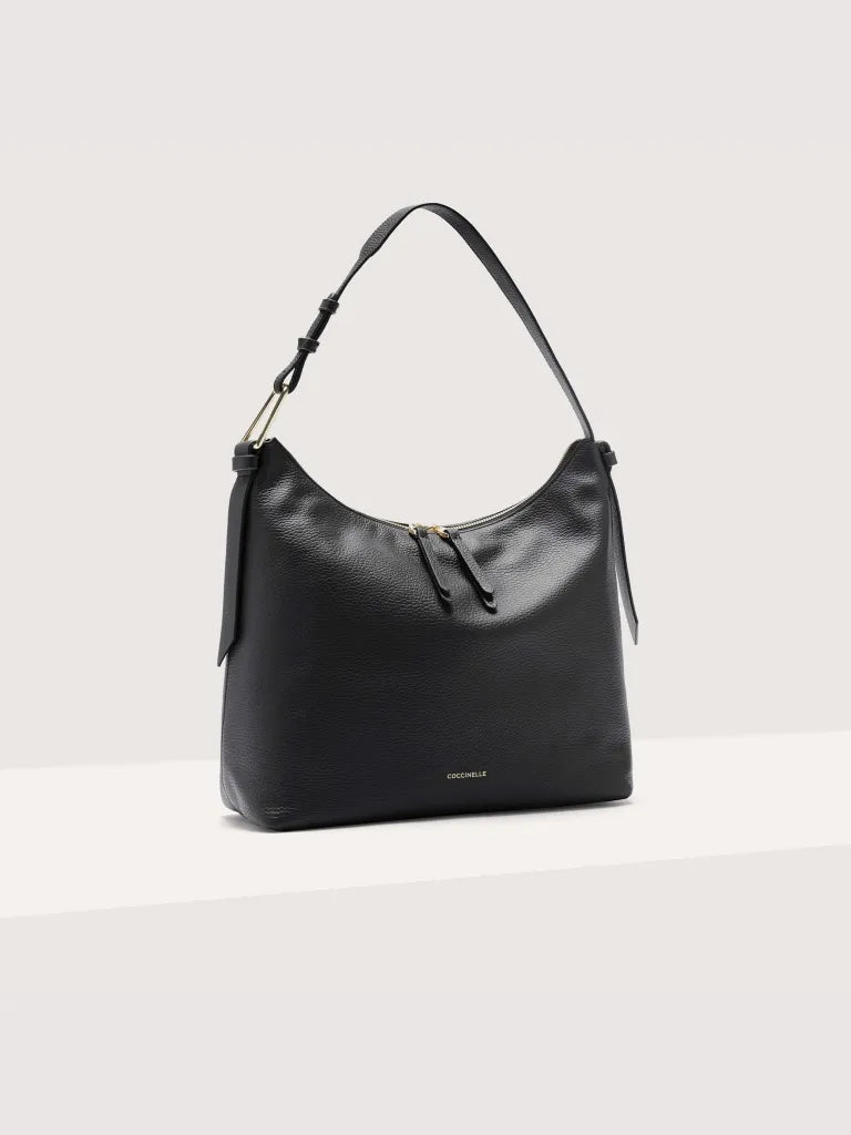 Grained Leather Handbag - Black