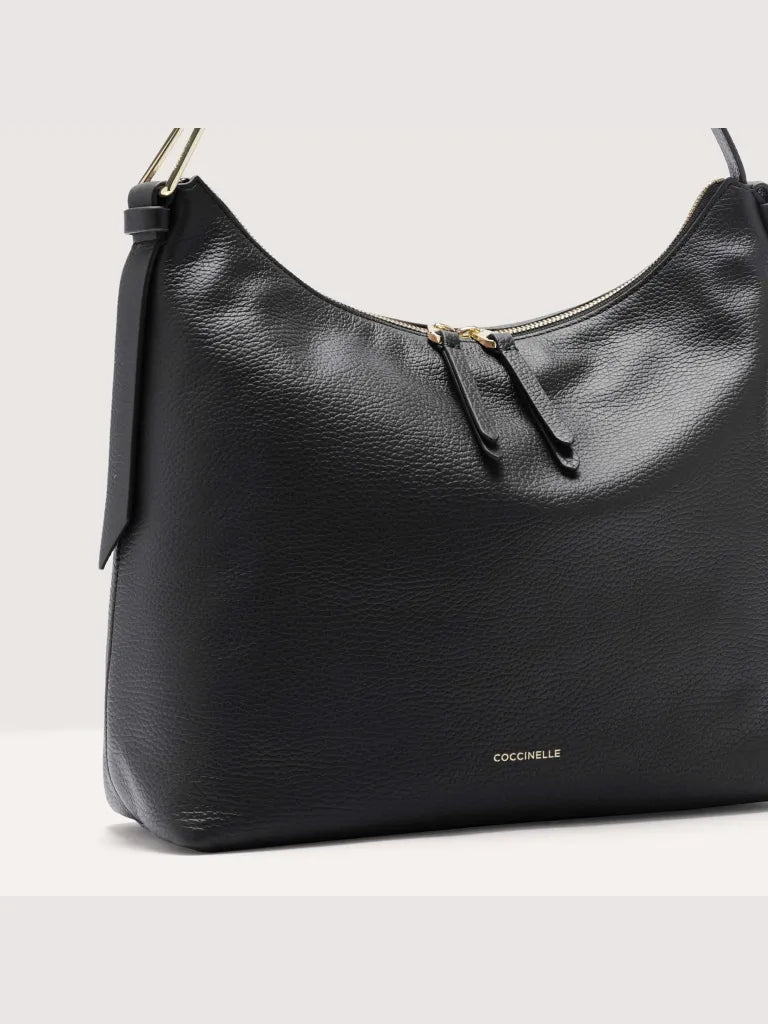 Grained Leather Handbag - Black