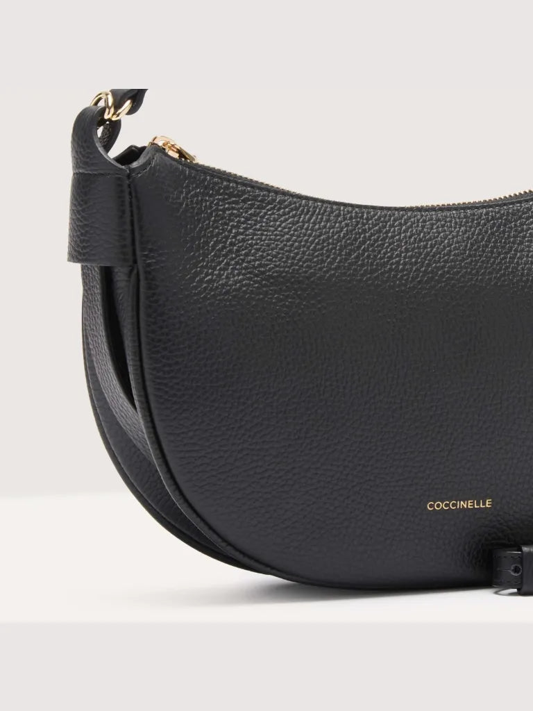 Grained Leather Handbag - Black