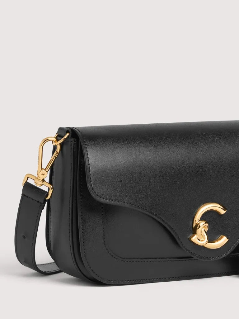 Calf Smooth Leather Handbag - Black