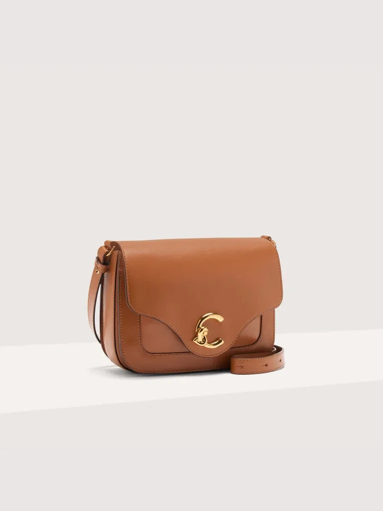 Calf Smooth Leather Handbag - Cognac