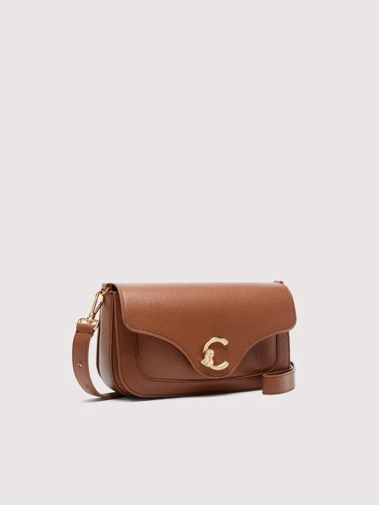 Grained Leather Handbag - Cognac
