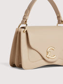 Grainy Leather Handbag - Sandshell
