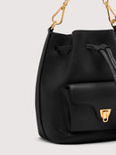 Grainy Leather Handbag - Black