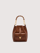 Grainy Leather Handbag - Cognac