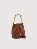 Grainy Leather Handbag - Cognac
