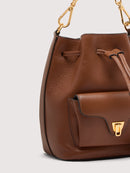 Grainy Leather Handbag - Cognac
