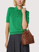 Grainy Leather Handbag - Cognac