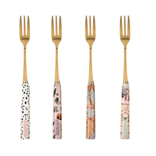 Pastry Forks Set Of 4 Mixed Print