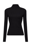 Rib Turtle Neck Jumper - Black