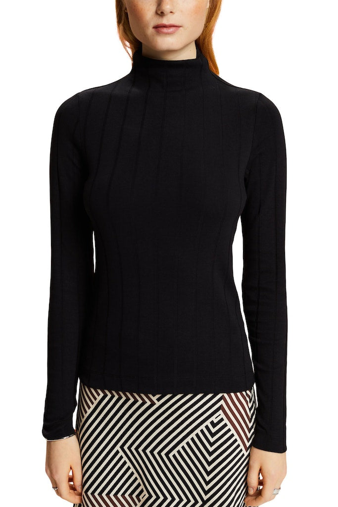 Rib Turtle Neck Jumper - Black