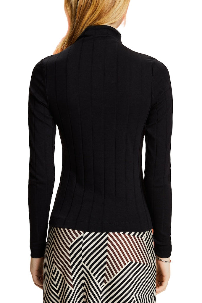 Rib Turtle Neck Jumper - Black