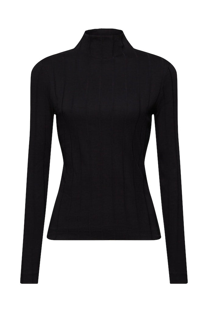 Rib Turtle Neck Jumper - Black