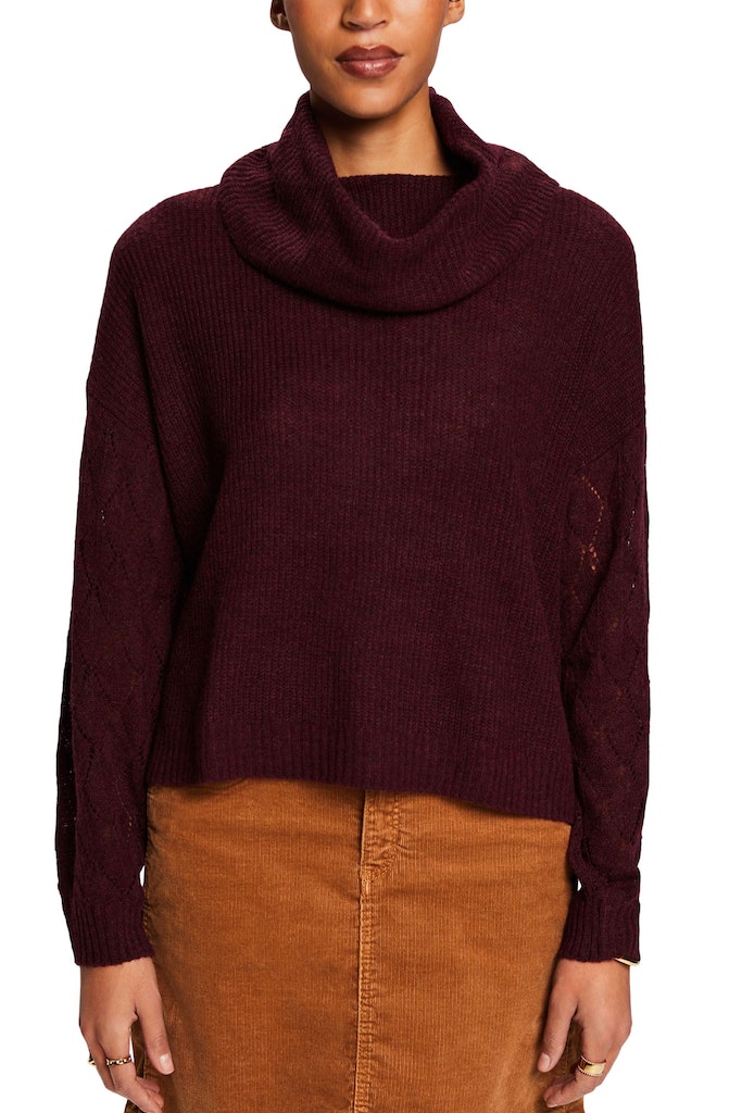 Hi Neck Jumper - Bordeaux Red