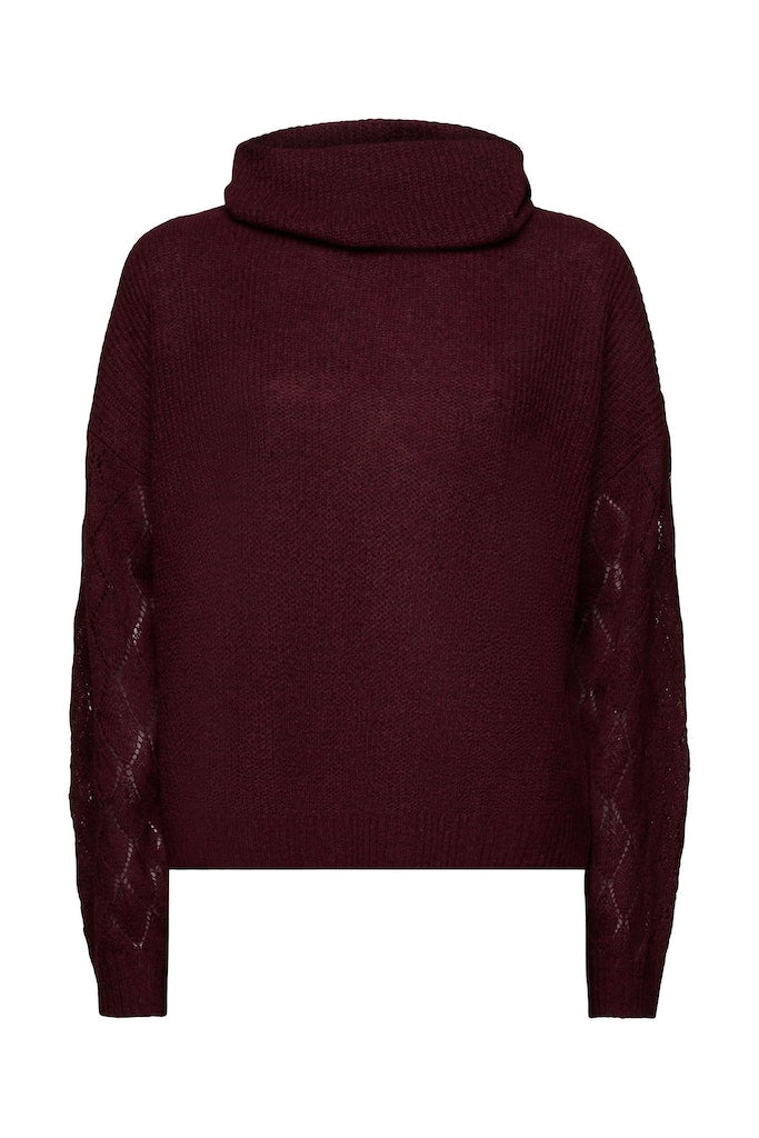 Hi Neck Jumper - Bordeaux Red