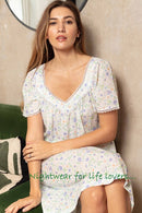 Cottonreal Short Sleeve Nightdress - Floral