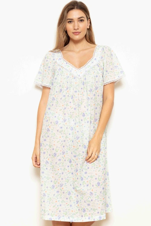 Cottonreal Short Sleeve Nightdress - Floral