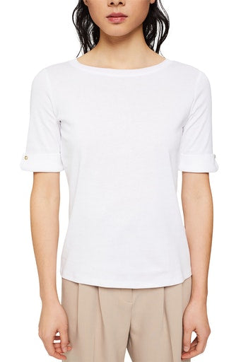 Turn Up Cuffs T-Shirt - White