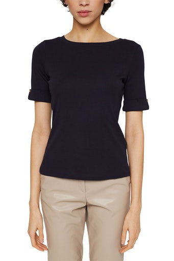 Turn Up Cuffs T-Shirt - Navy