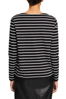 Casual Stripe Long Sleeve Top - Black
