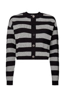 Casual Stripe Cardigan - Black