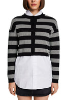 Casual Stripe Cardigan - Black