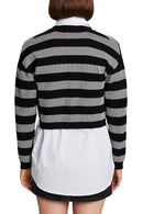 Casual Stripe Cardigan - Black