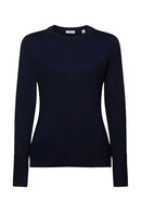 Casual Round Neck Jumper - Navy