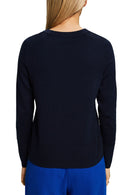 Casual Round Neck Jumper - Navy