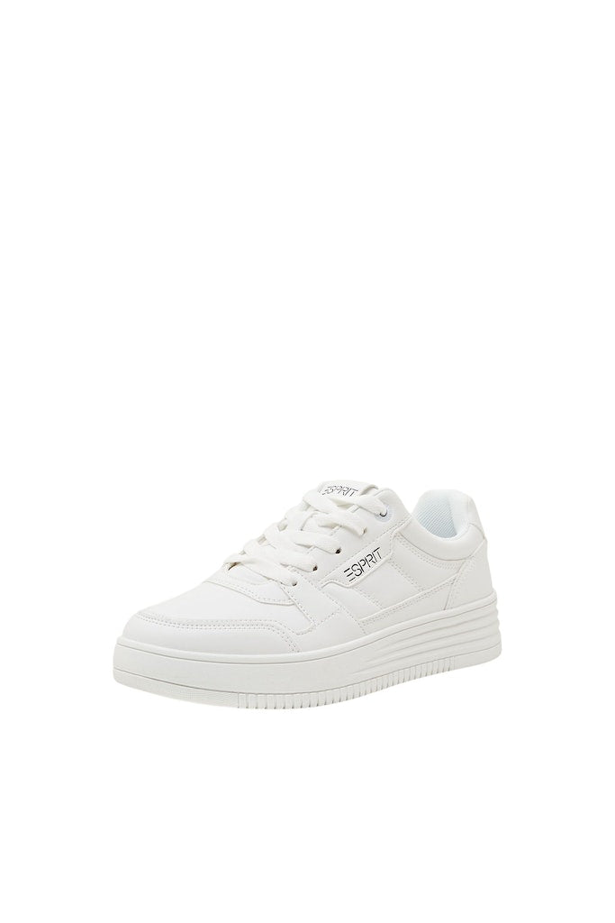 Casual Vegan Leather Sneakers - White