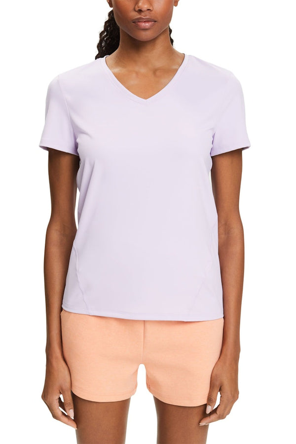 Sport V Neck Short Sleeve T-Shirt - Lavender
