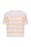 Casual Striped Short Sleeve Jumper - Lavender