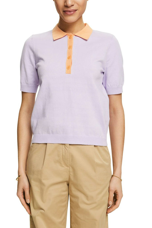 Casual Short Sleeve Polo Shirt - Lavender