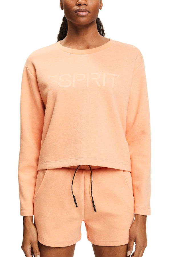 Sport Round Neck Sweatshirt - Coral Orange