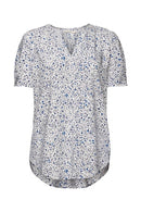 Split Neck Floral Blouse - White