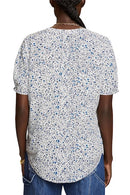 Split Neck Floral Blouse - White