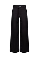 Casual Linen Wide Leg Trouser - Black