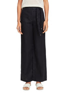 Casual Linen Wide Leg Trouser - Black