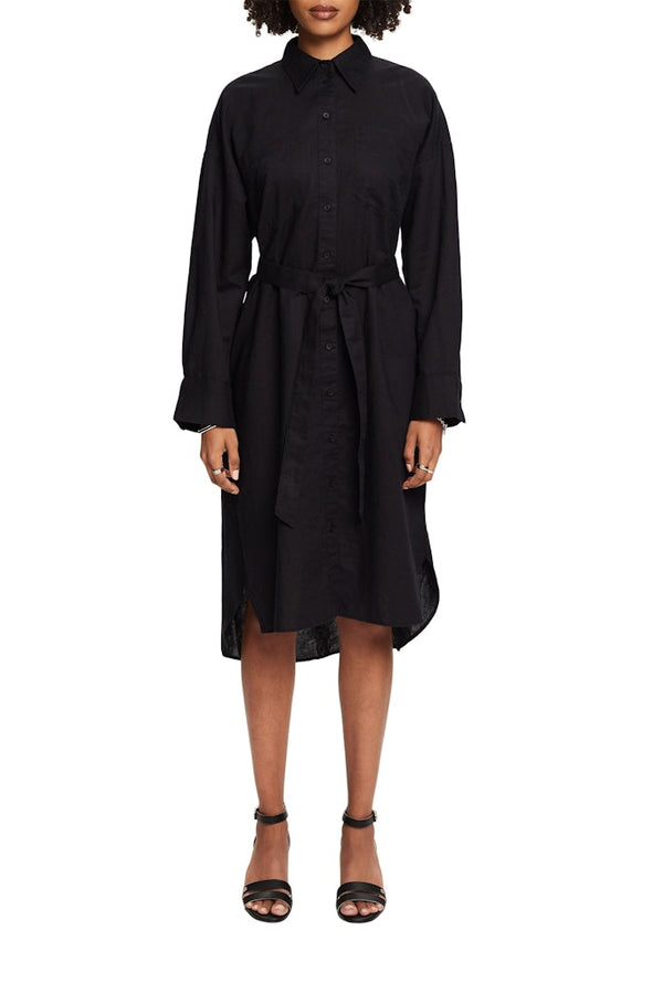 Casual Linen Dress - Black