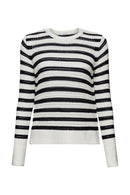 Casual Stripe Geo Mesh Jumper - Offwhite