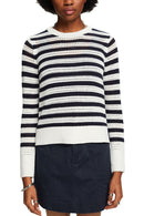 Casual Stripe Geo Mesh Jumper - Offwhite