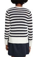 Casual Stripe Geo Mesh Jumper - Offwhite