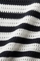 Casual Stripe Geo Mesh Jumper - Offwhite