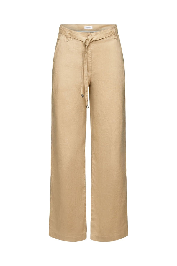 Casual Linen Wide Leg Trouser - Beige