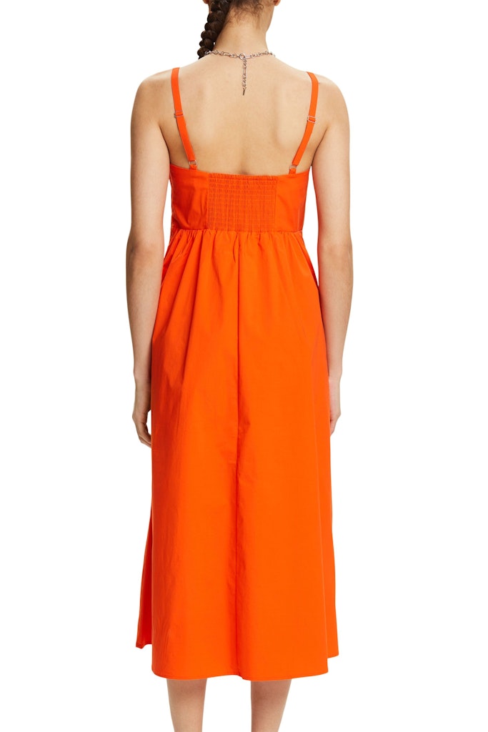 Casual Popeline Dress - Bright Orange