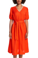 Casual Linen Dress - Bright Orange