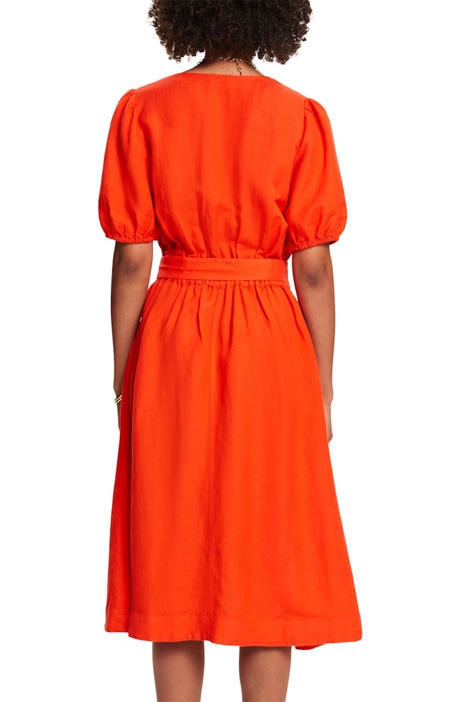Casual Linen Dress - Bright Orange